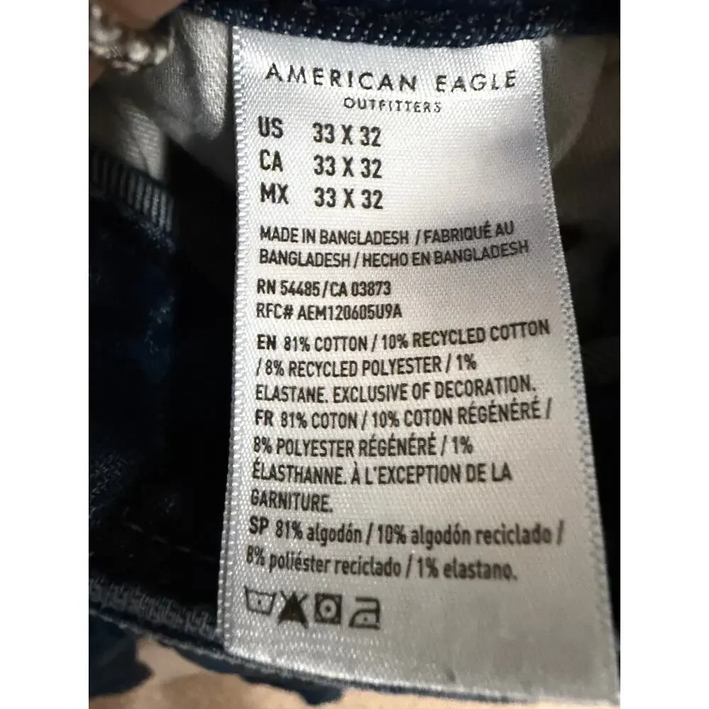 American Eagle Airflex+ Athletic Straight Jeans Medium Wash Stretch Denim 33x32 - Picture 10 of 10